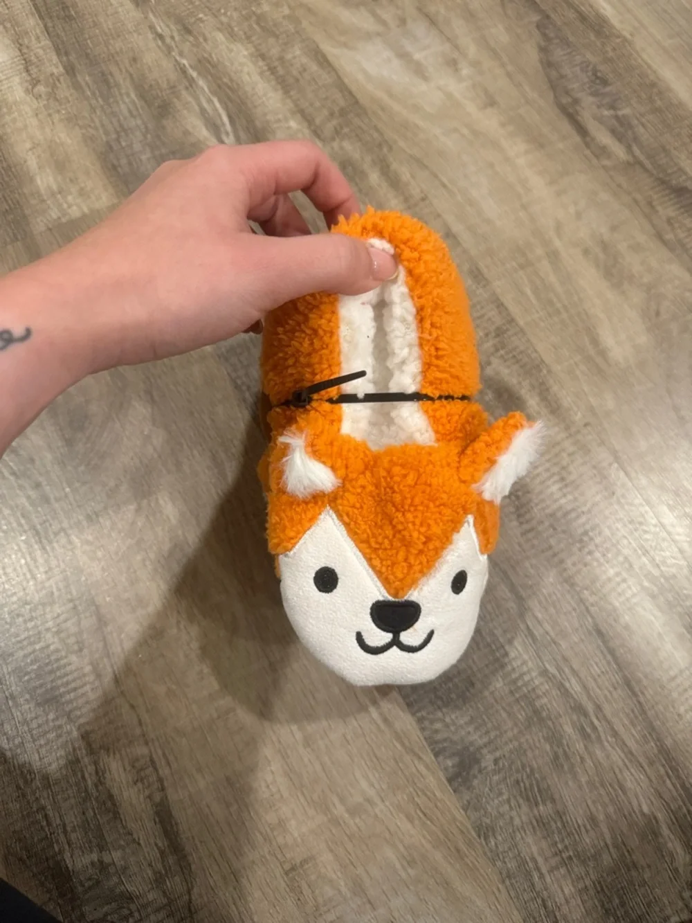 Kids Orange Fleece Fox Booties - Soft Plush Slippers 7 inches